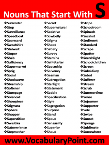 Nouns That Start With S Vocabulary Point