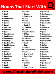 Nouns That Start With Q Vocabulary Point