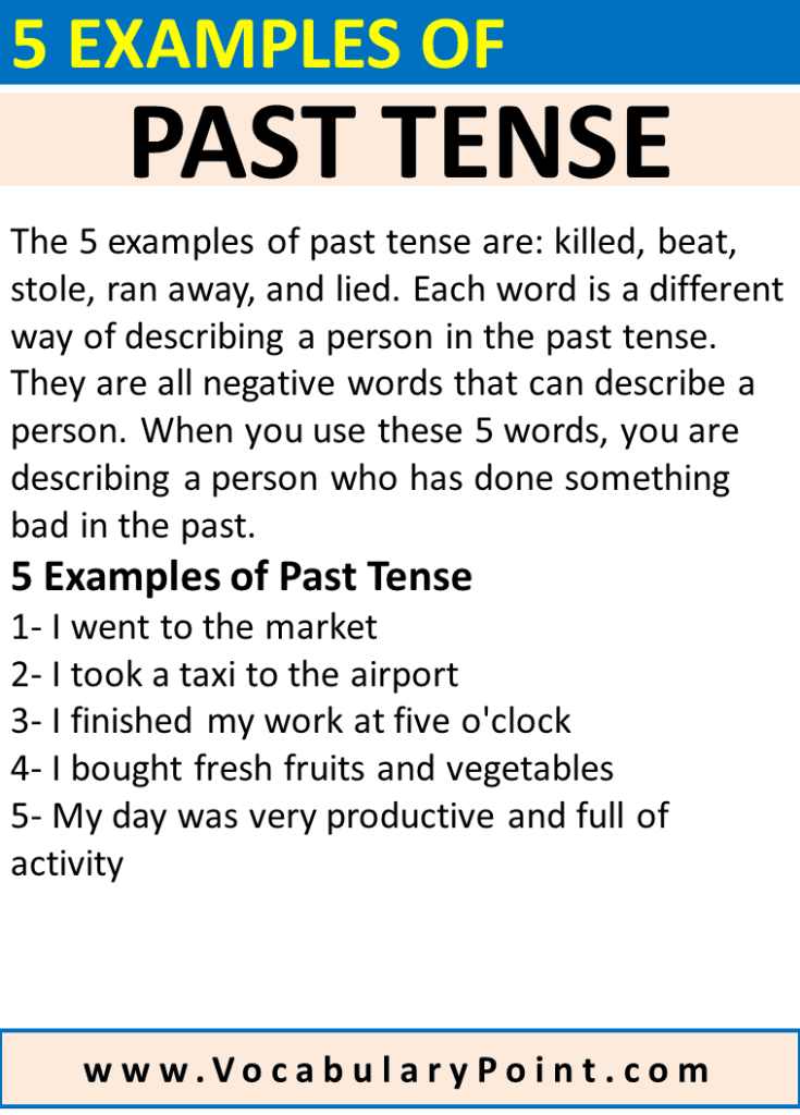 5 Examples Of Past Tense Vocabulary Point