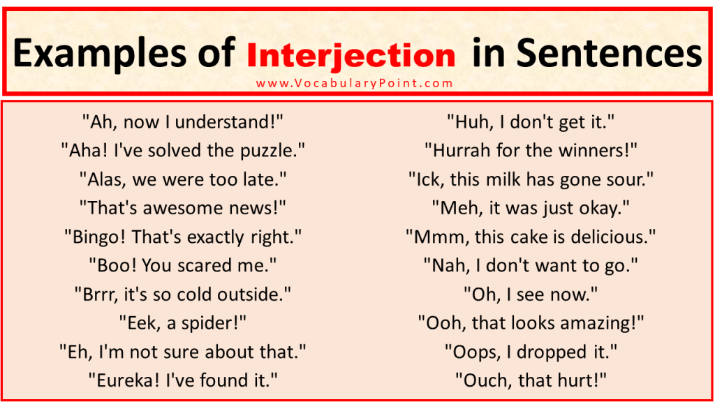 Examples Of Interjection In Sentences In English Vocabulary Point