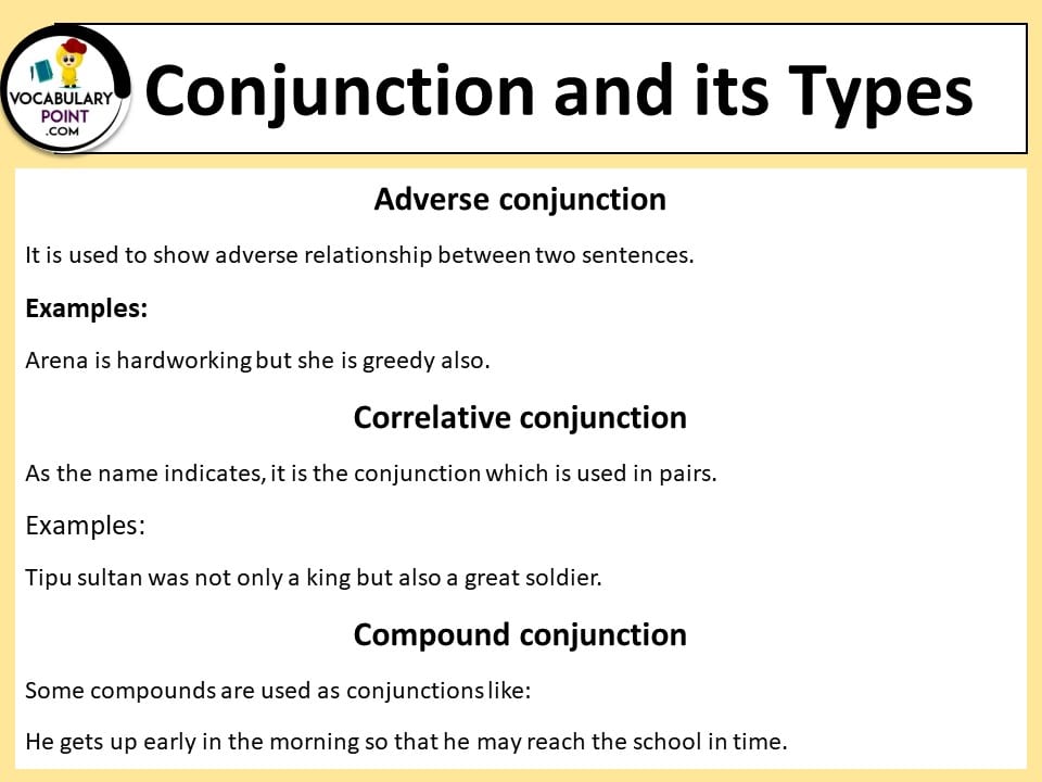 adverse, corelative and compound coonjunctions