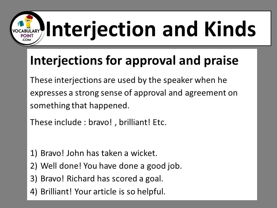 all types of interjection for praise