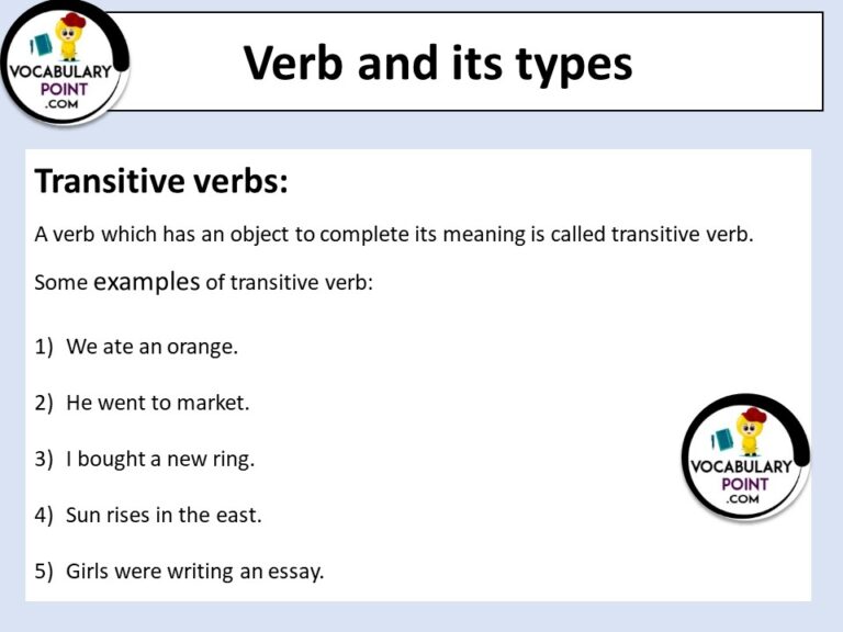 Verbs and Its Types (Types of Verbs with Examples) - Vocabulary Point