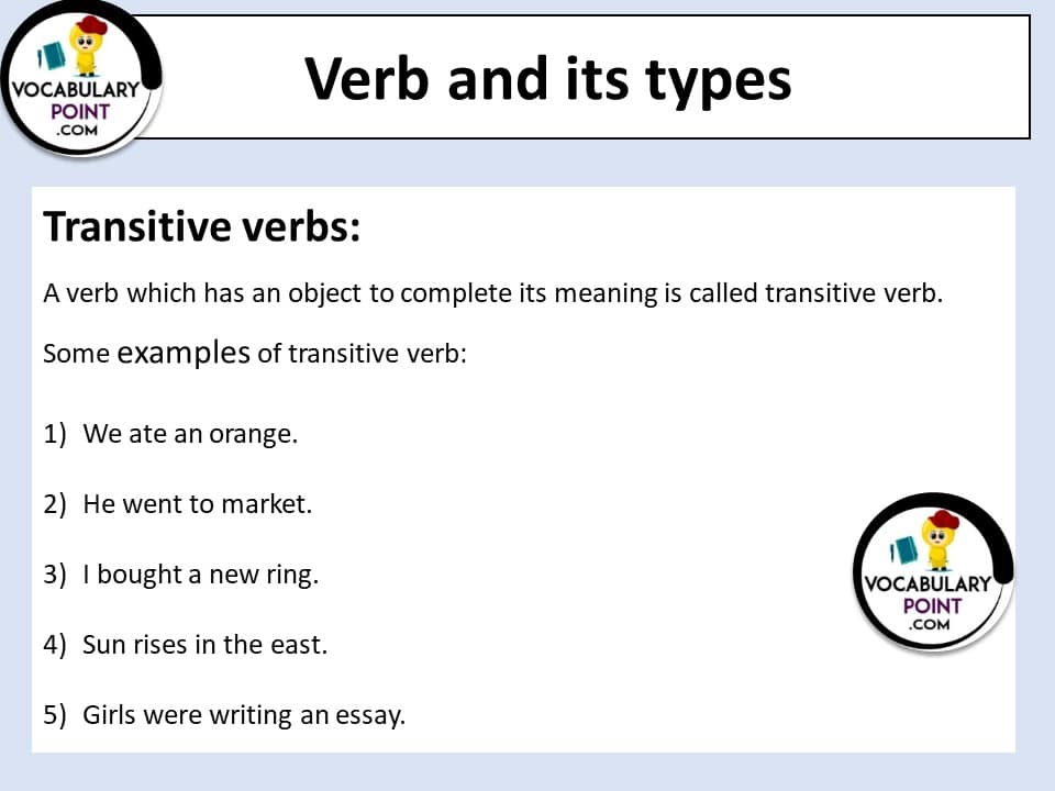 kinds of verb transitive verb