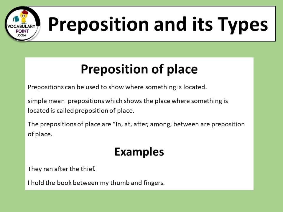 Types Of Preposition With Examples Download PDF Vocabulary Point