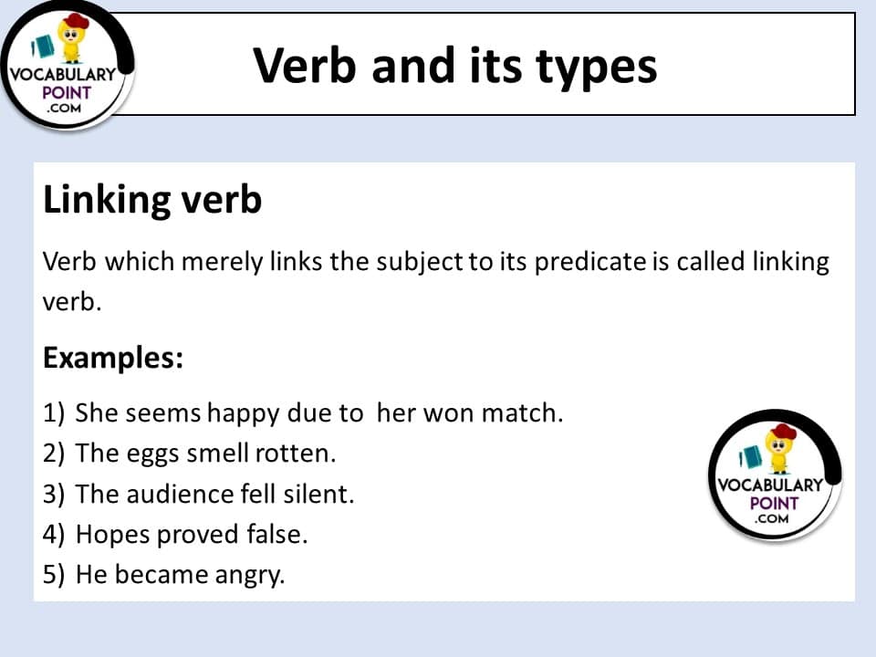 types of verb linking verb