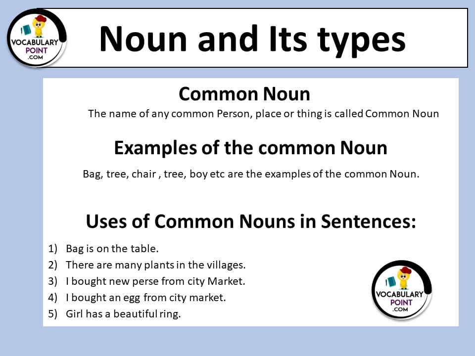 us eof common noun in sentences