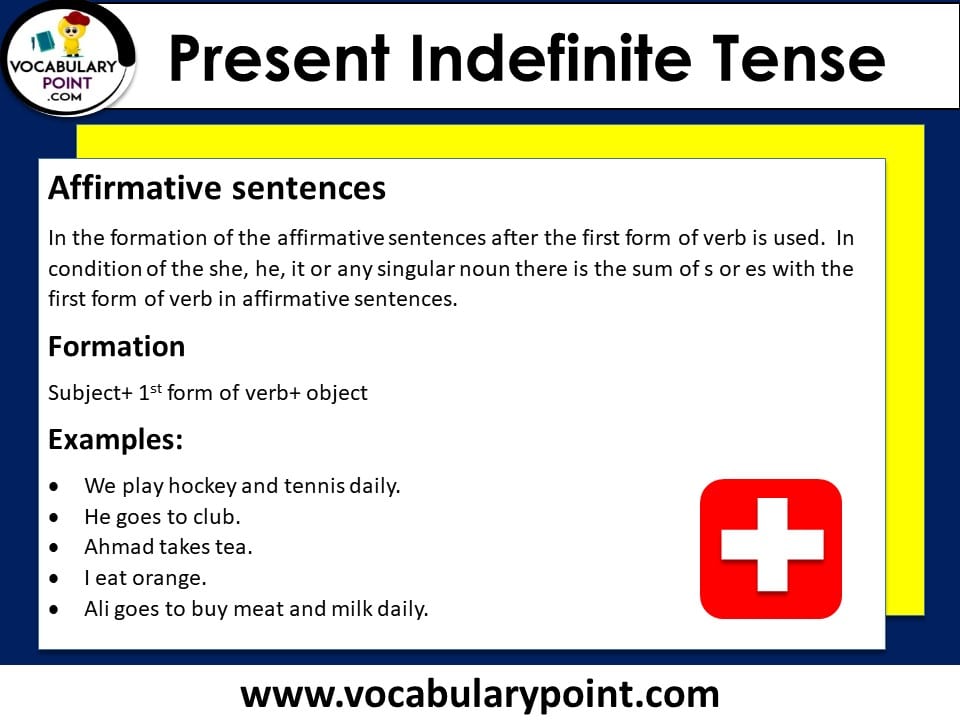 Present Indefinite Tense positive sentences