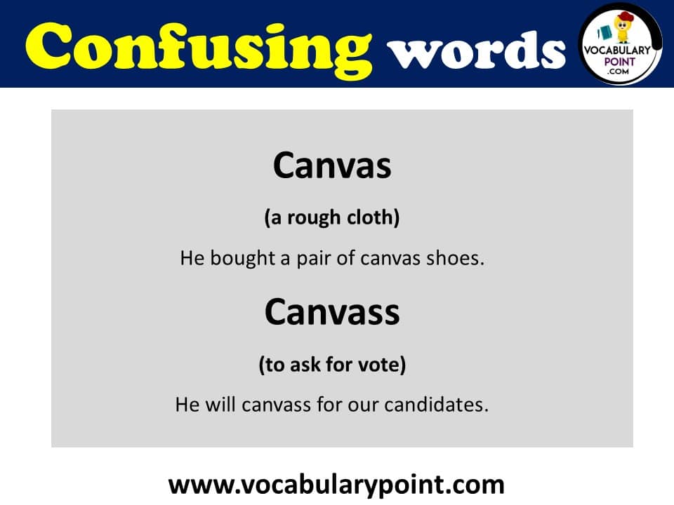 canvas and canvass confusing words