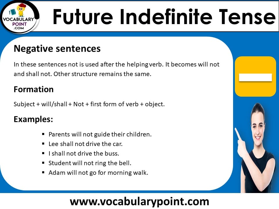 negative sentences future indefinite tense