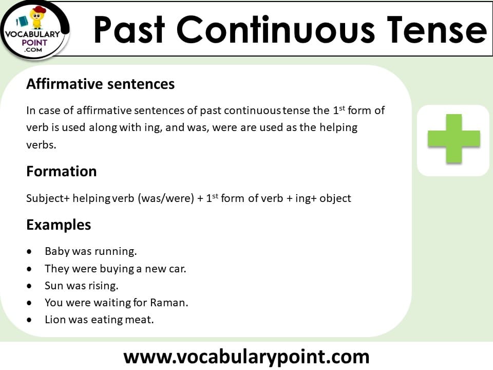 past continuous tense affirmative sentences