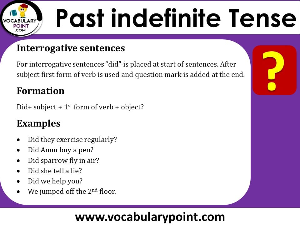 past indefinite tense interrogative sentences