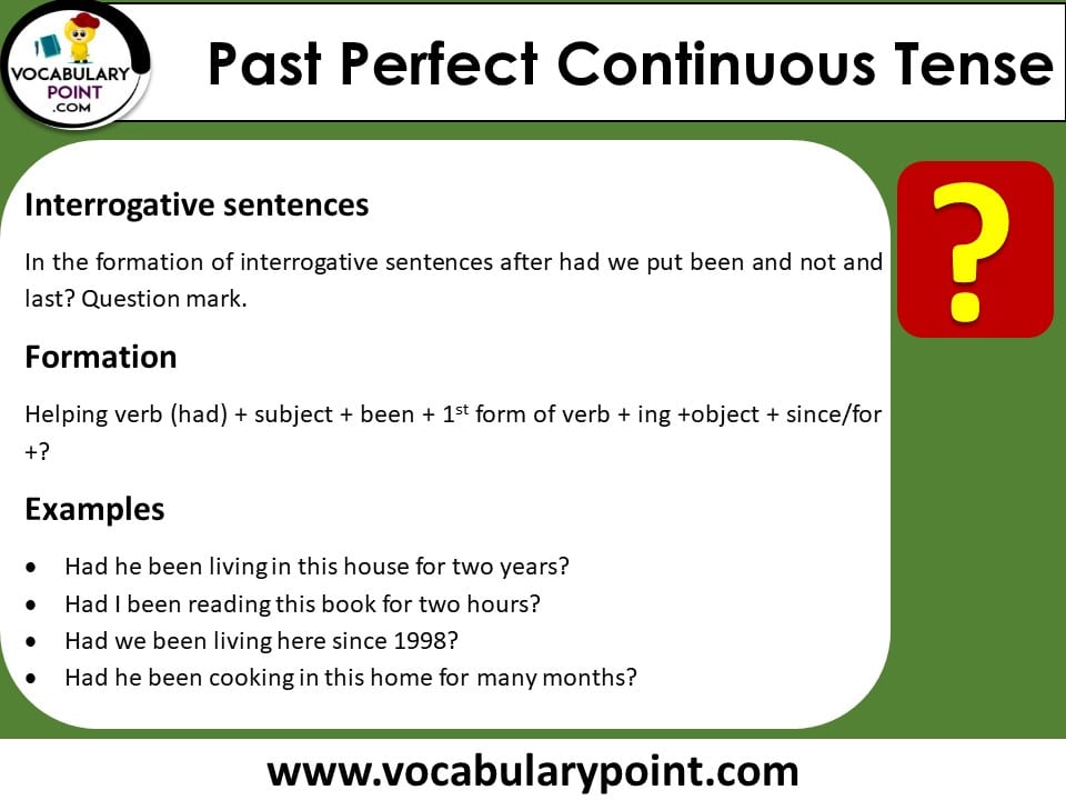 past perfect continuous tense interrogative sentences