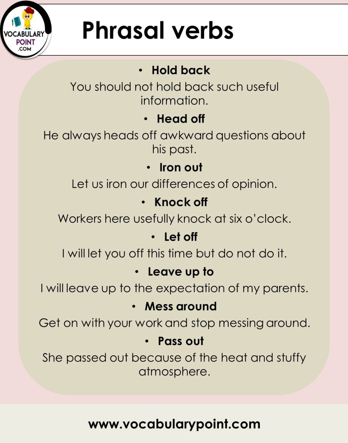 60+ List of Phrasal Verbs (Download PDF) Vocabulary Point