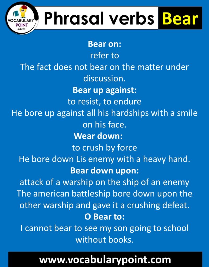 phrasal verbs with bear with meanings