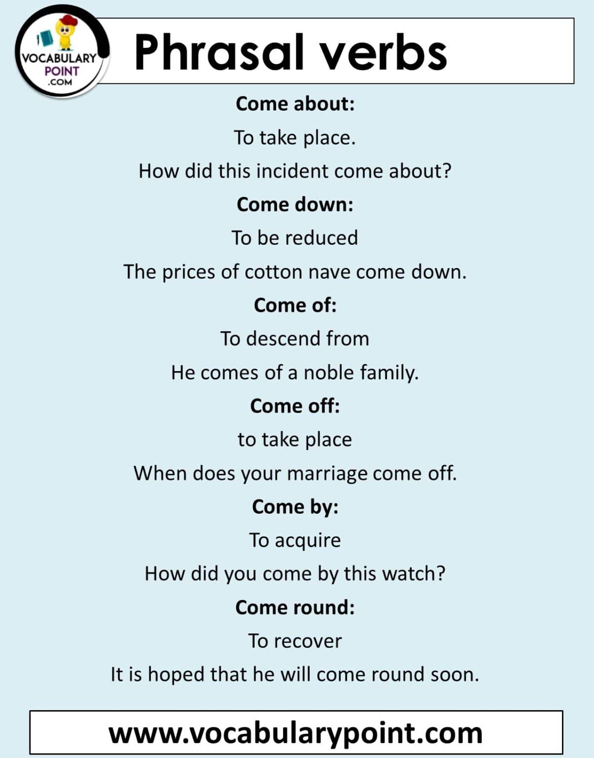 Come out phrasal verb