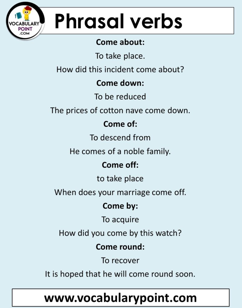 phrasal verbs with come