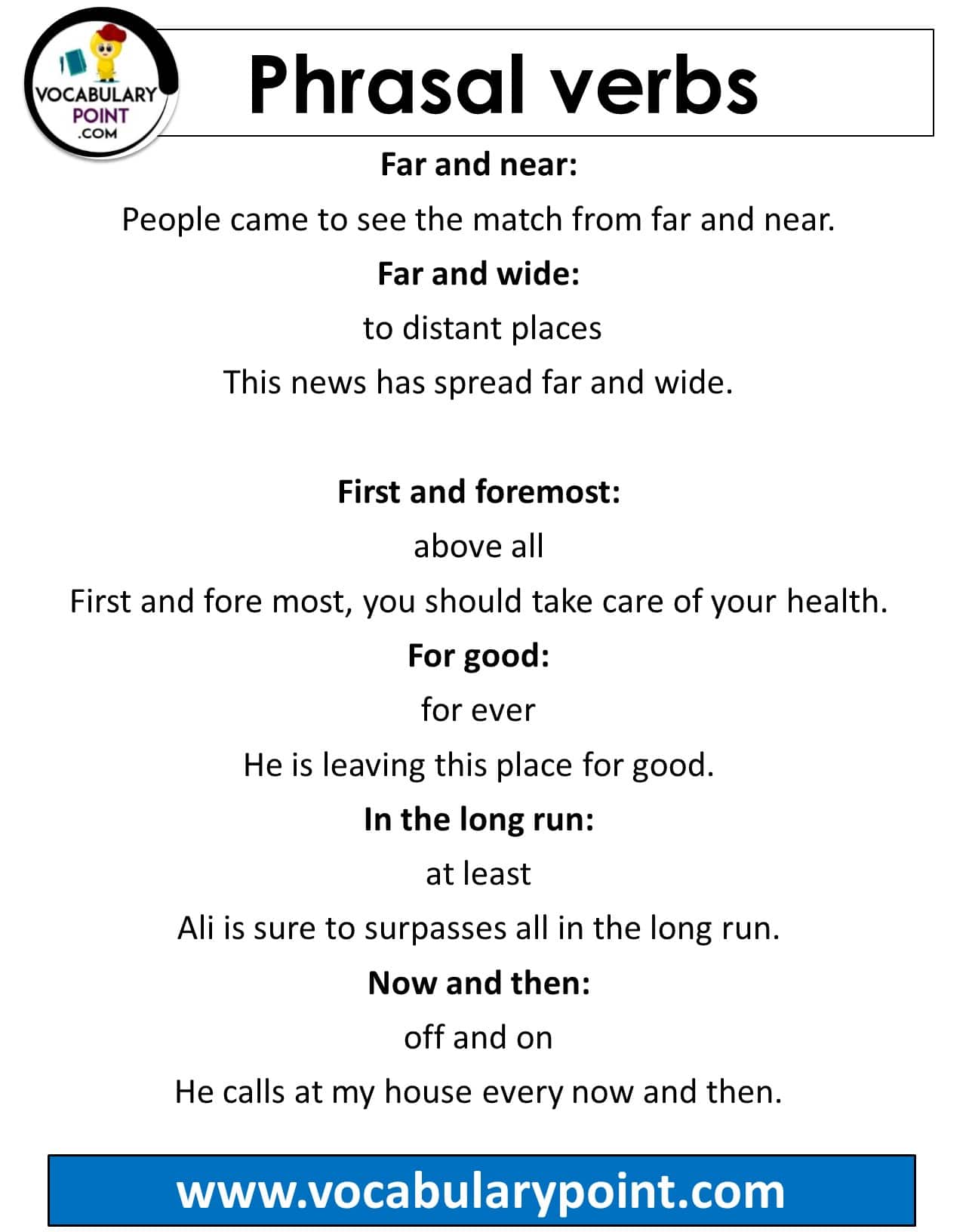 100 Phrasal Verbs With Meanings And Sentences Vocabulary Point