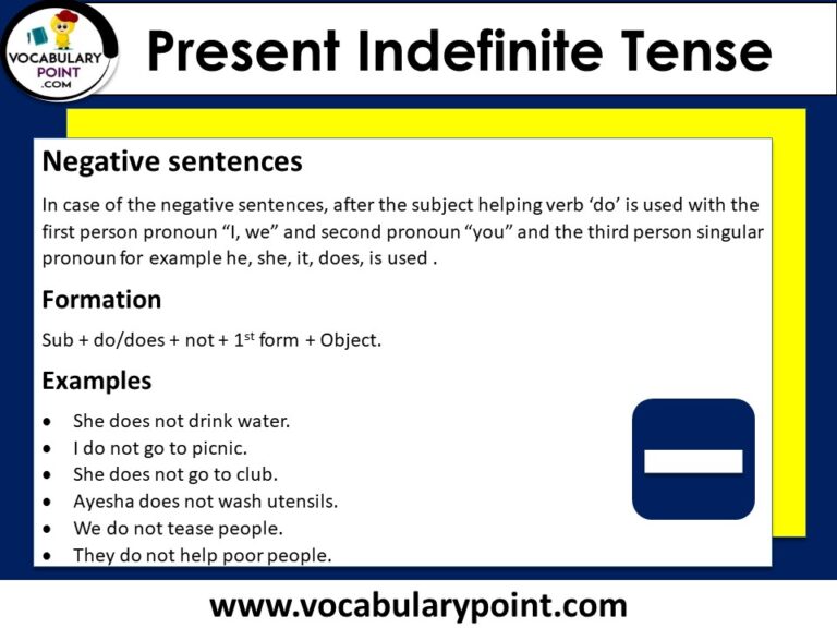 Present Indefinite Tense |Examples, sentences & formation - Vocabulary ...