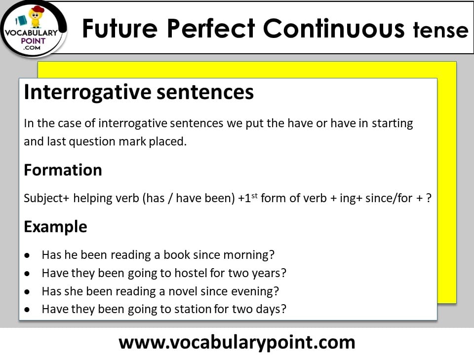 present perfect continuous tense interrogative sentences