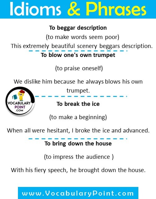Idioms and Phrases in English With Meanings and sentences (3)