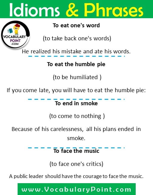 Idioms and Phrases in English With Meanings and sentences (6)