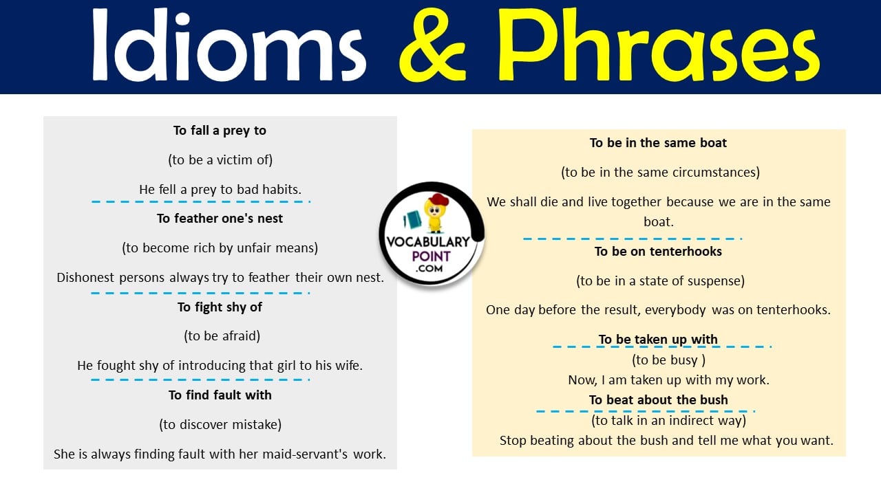 100 Most Common Idioms In English Phrases with Meanings 