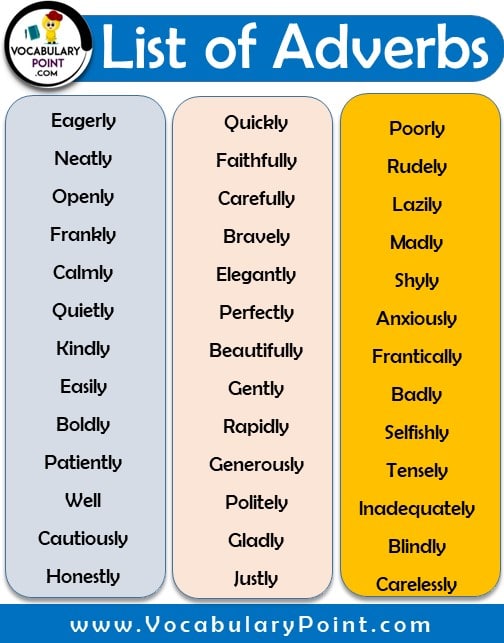 list of adverbs pdf with examples