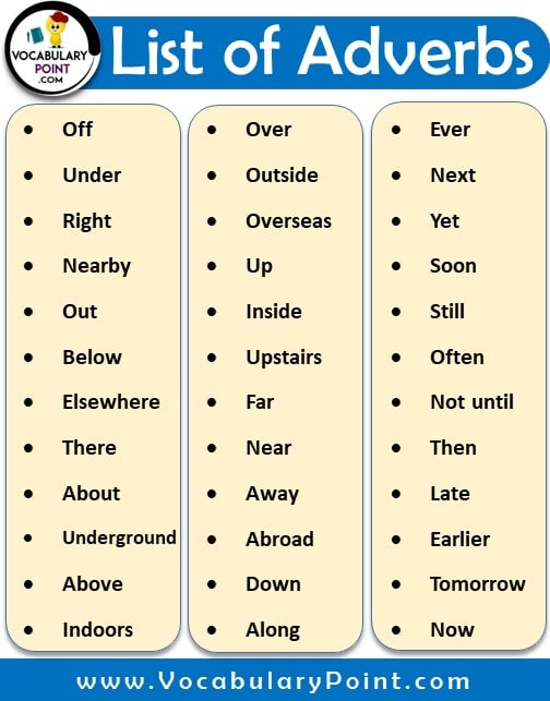 list of adverbs without ly pdf with examples