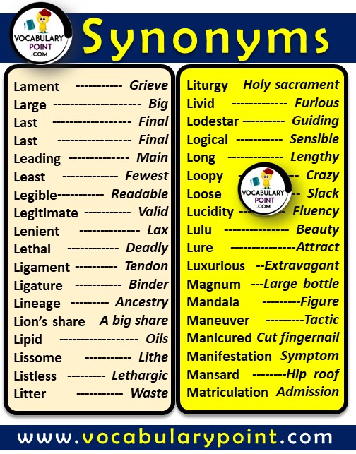 list of synonyms words (2)