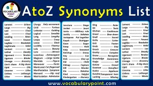 2000+ Synonyms List A To Z (Synonyms List PDF) - Vocabulary Point