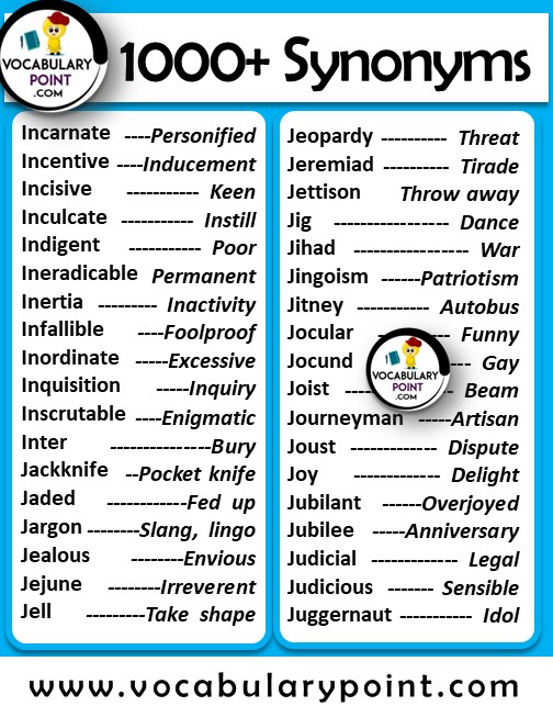 words list of synonyms