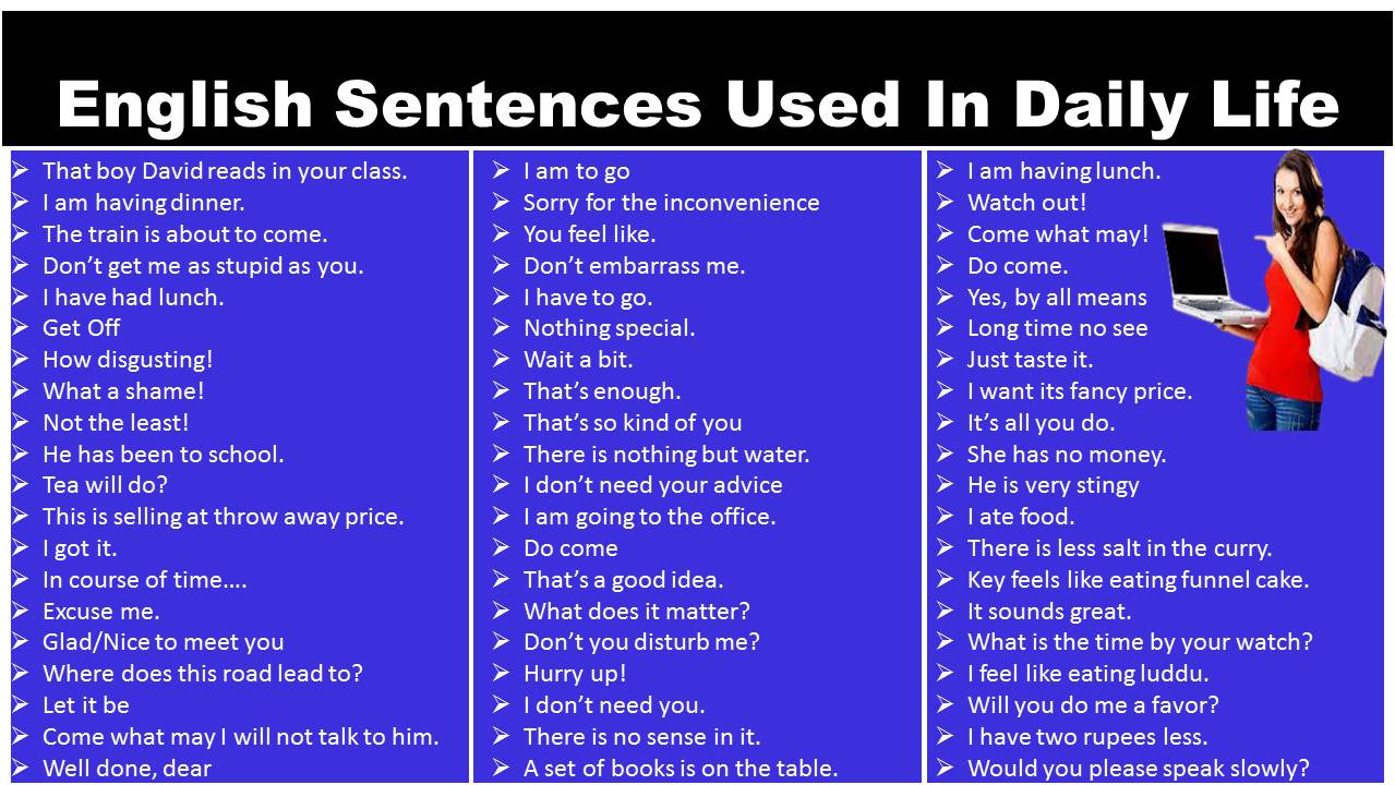 English sentences used in daily life