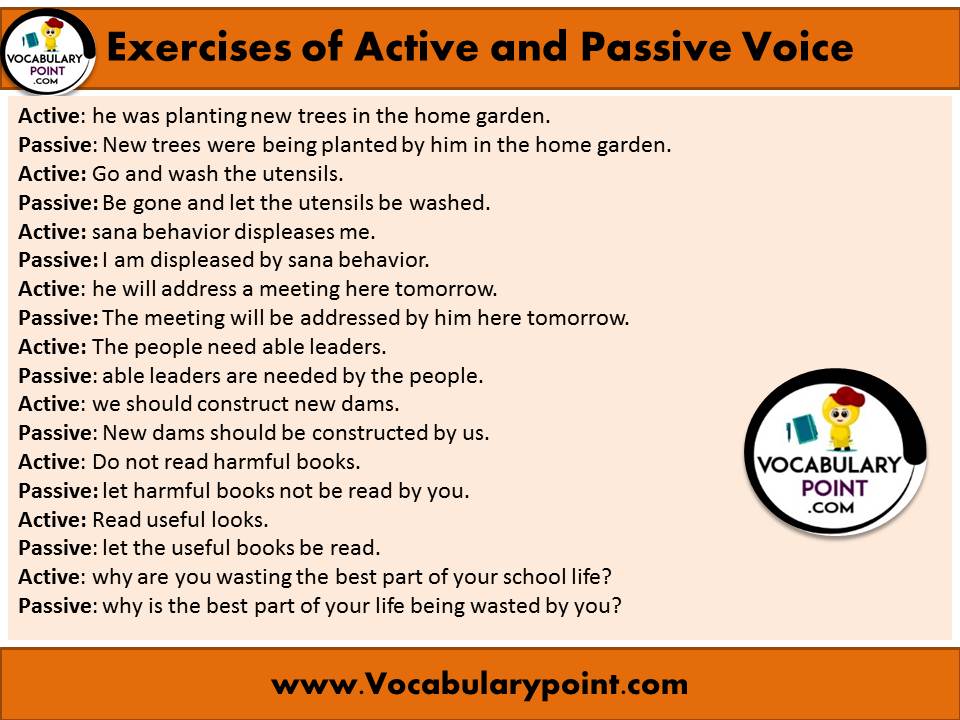 solved exercise of active and passive voice