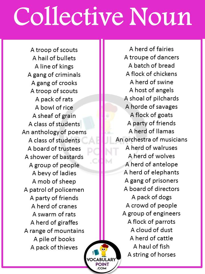 list of collective nouns in english grammar