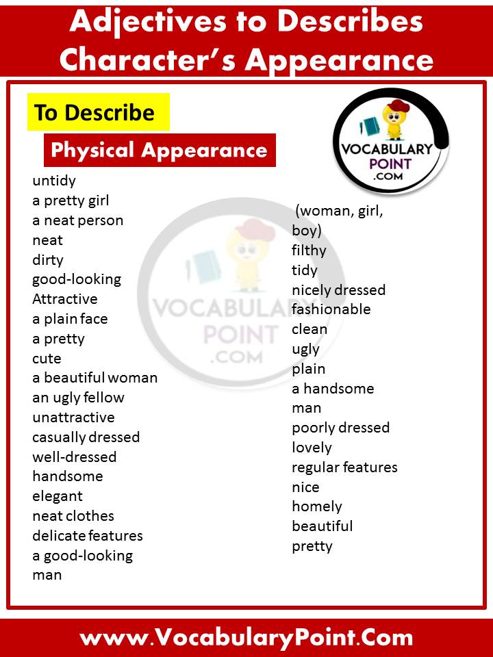adjectives to describe appearance and personality