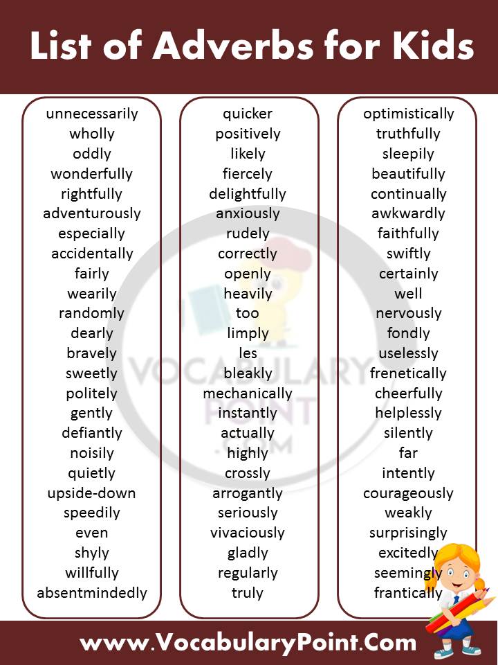 list of adverbs with examples
