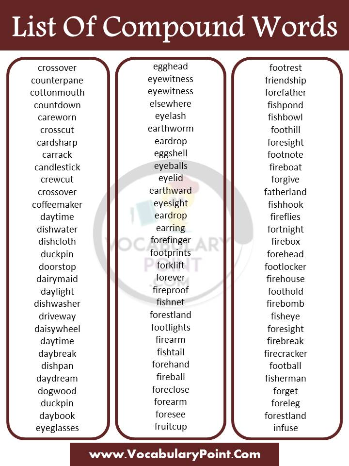examples of 100 compound words
