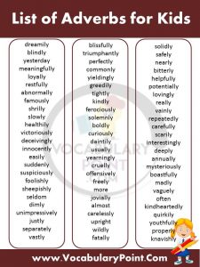 List of Adverbs in English | Download PDF - Vocabulary Point