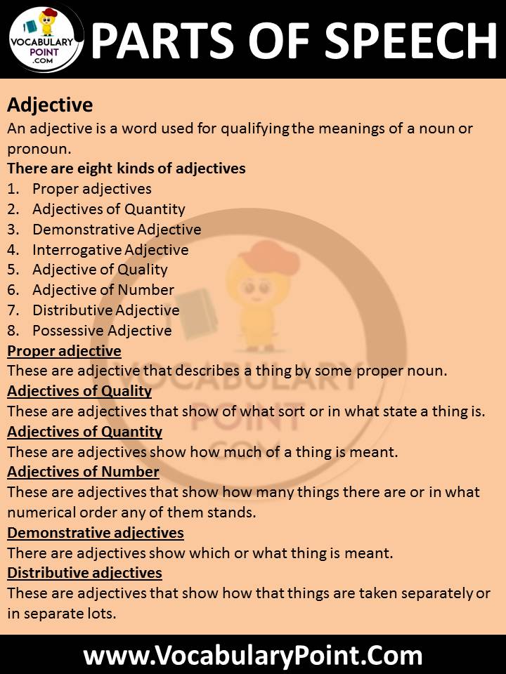 the 8 parts of speech with examples