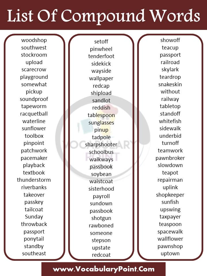 Compound Words Beginning With Day