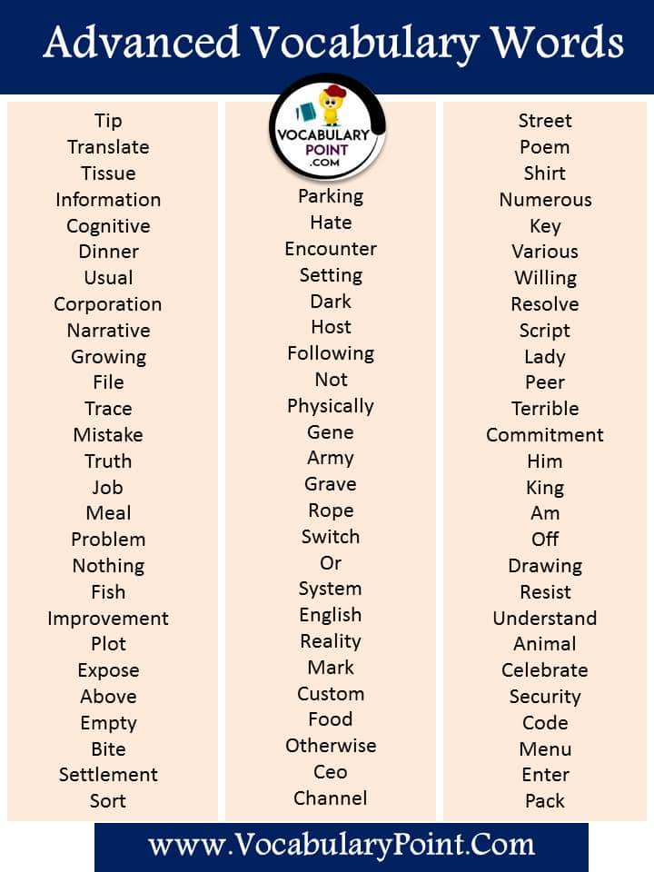 english advanced vocabulary