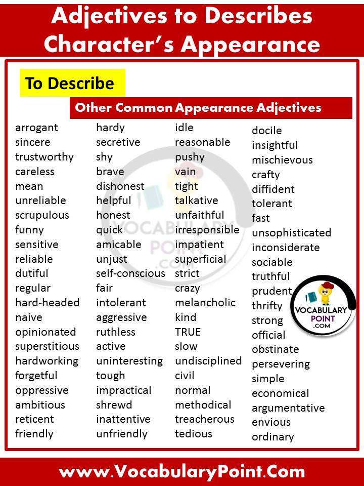 adjectives to describe appearance