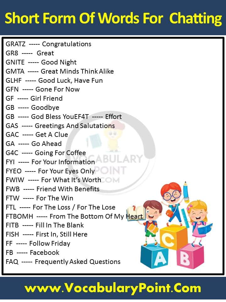 words list of abbreviations