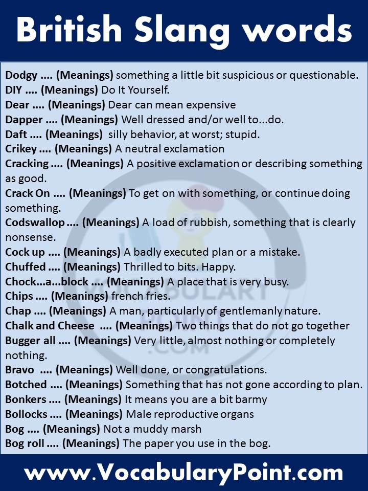 british slang words in English