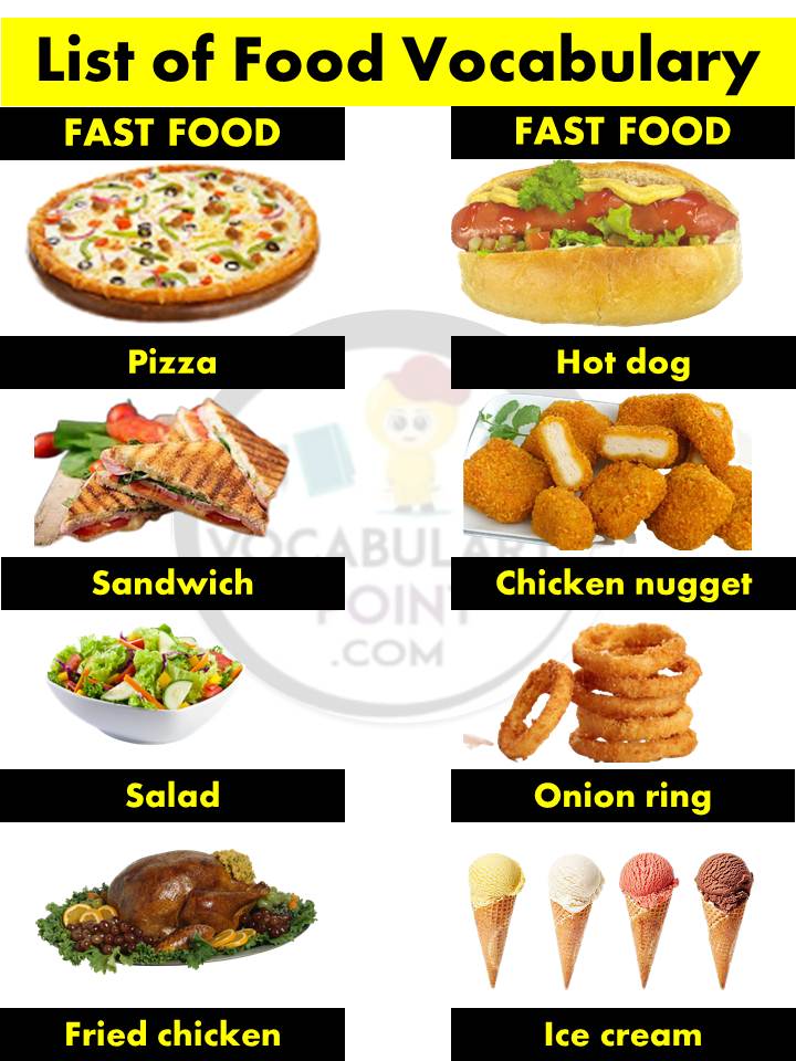 list of food vocabulary