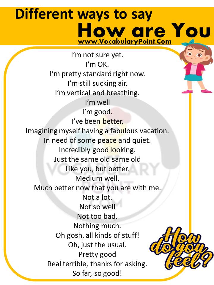 Different Ways To Say How Are You Today Other Ways To Say How Are You 