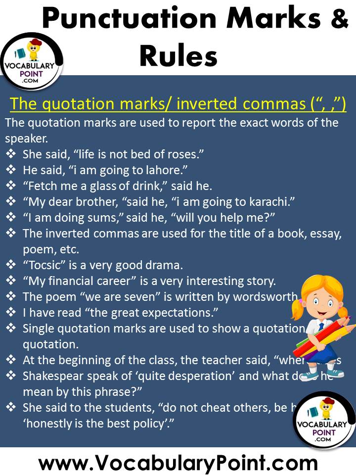 Punctuation marks rules and examples pdf
