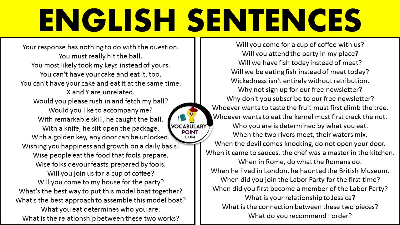1000 english sentences used in daily life