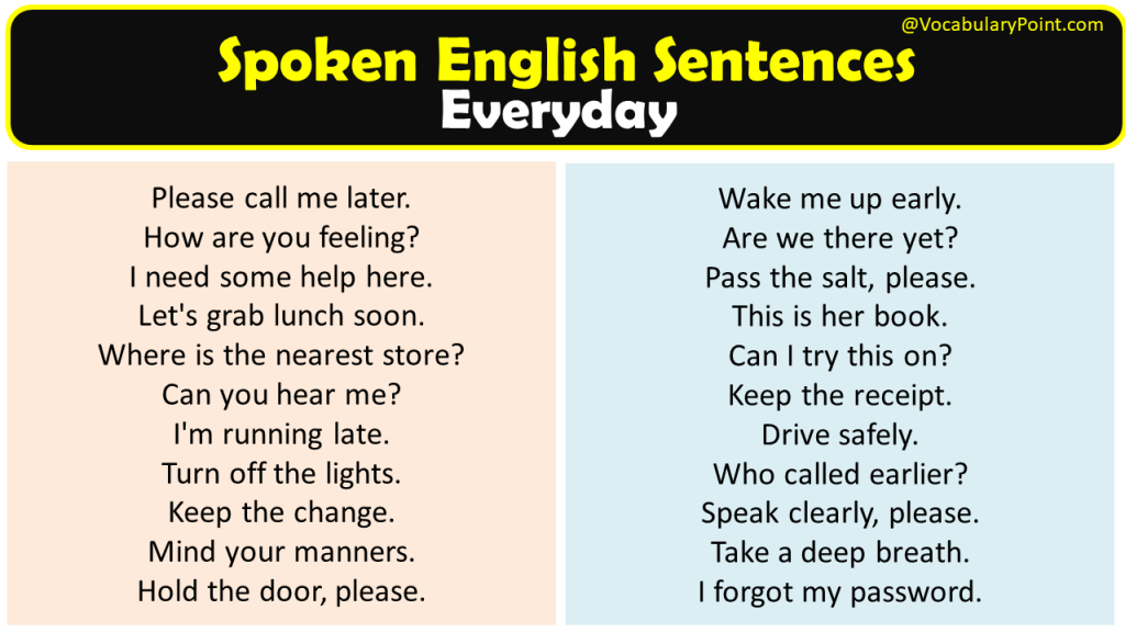 100 Spoken English Sentences Everyday Vocabulary Point 6885